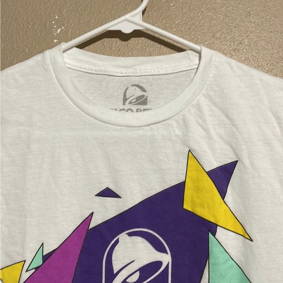 Y2K Taco Bell Neon Logo Graphic White Short Sleeve T-Shirt Adult S - Picture 3 of 6